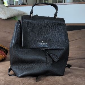 Kate Spade Black Pebbled Leather Backpack